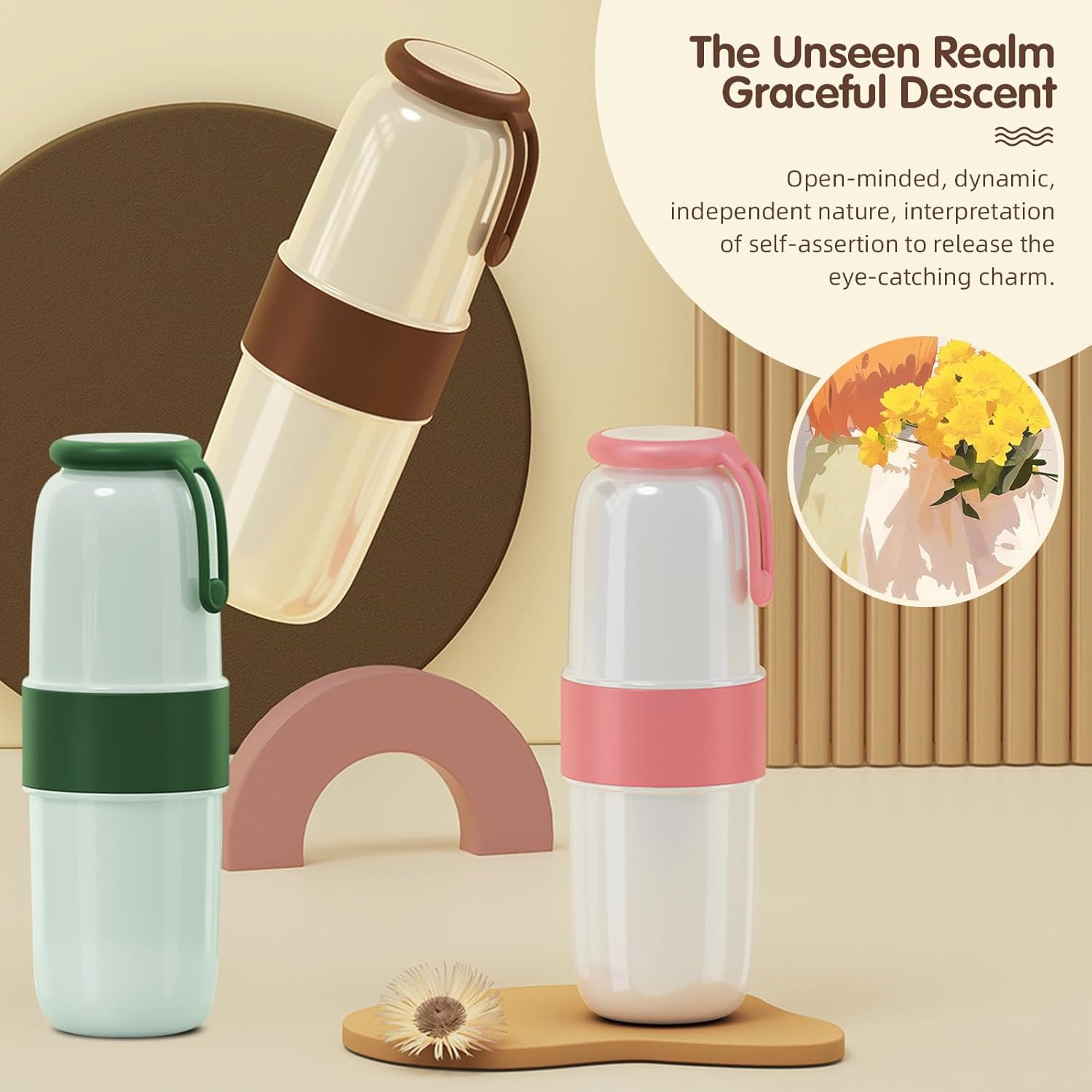Estuche para cepillo de dientes de viaje, taza portátil multifunción para cepillos de dientes con mango de silicona, contenedor de cepillo de