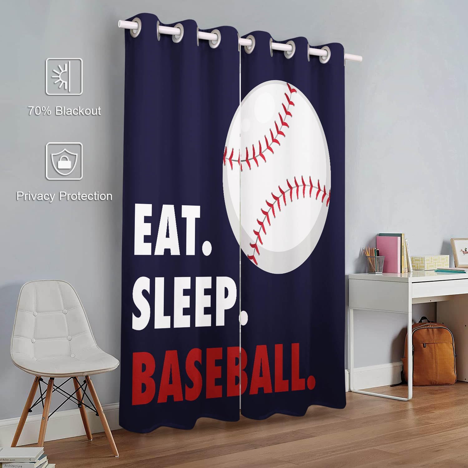 KLRIGR Cortinas opacas de 42 x 63 pulgadas, cortinas opacas con ojales superiores para oscurecer ventanas (2 paneles) para sala de deportes de