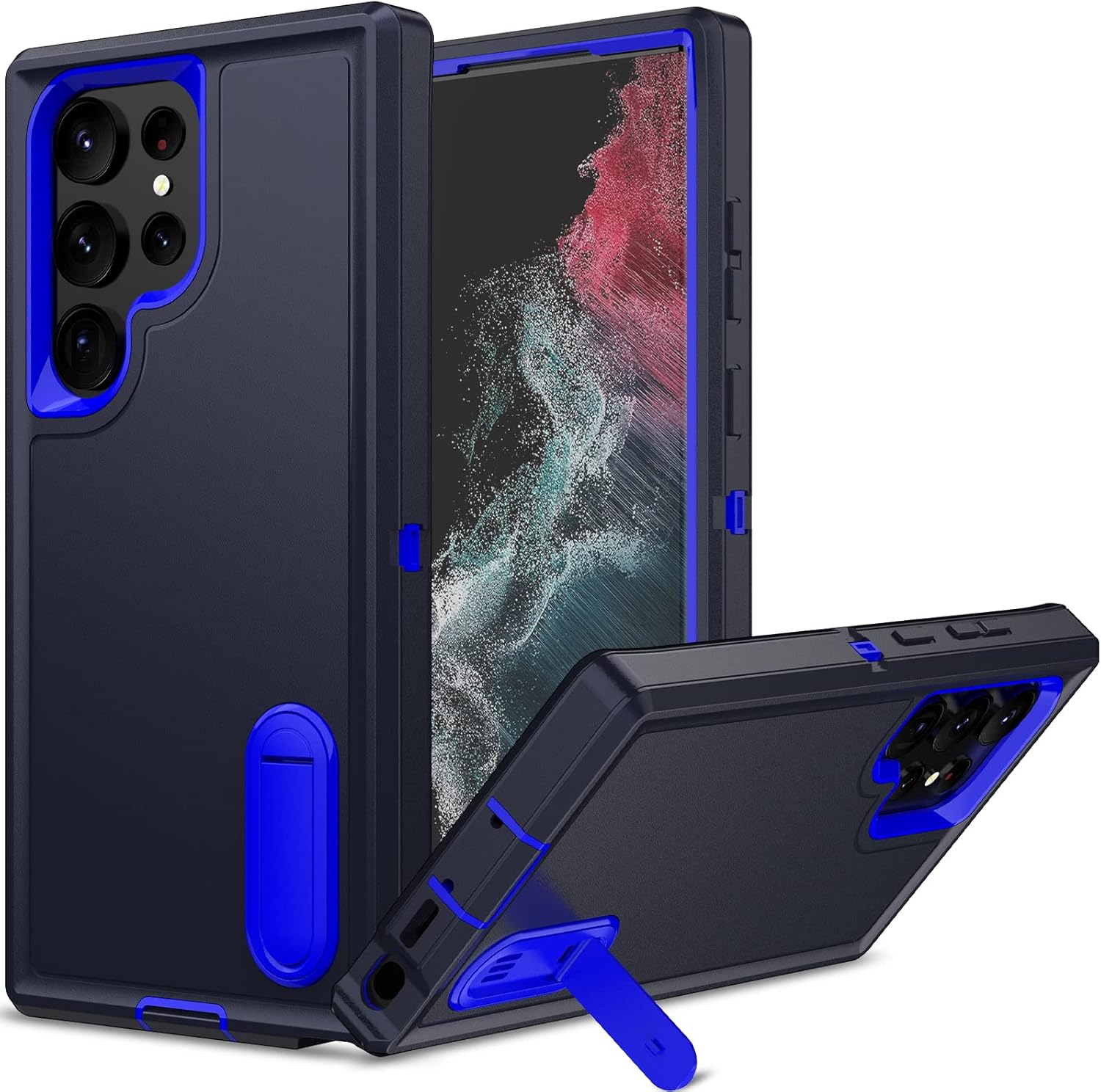 Qireoky Funda para Samsung Galaxy S23 Ultra 3 en 1 de protección extrema resistente a prueba de golpes, cubierta de puerto antipolvo,