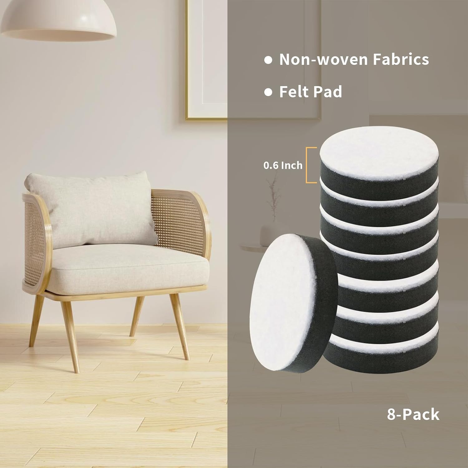 Antrader Elevadores de muebles de forma redonda autoadhesivos, elevadores de mesa, sofá y gabinete, añade altura de 0.6 pulgadas, color negro