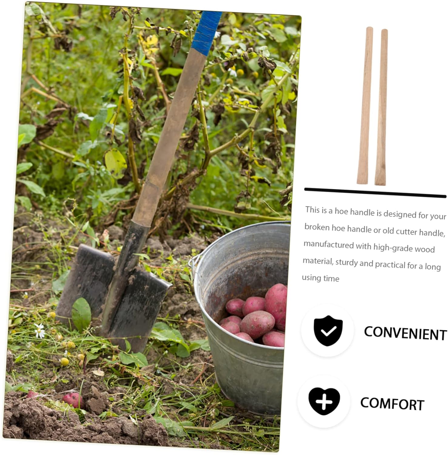 Yardwe Mango de madera maciza, mango de martillo de trineo, mango de madera, mango de hacha, mango de repuesto, mango de madera, mango de pala,