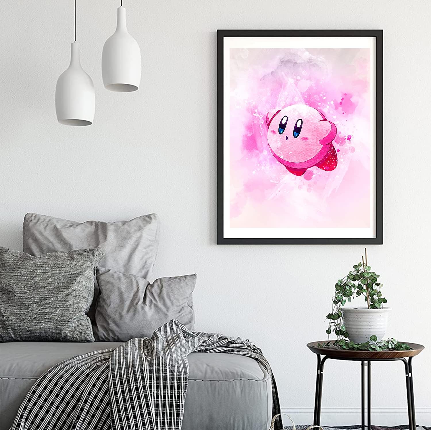 Kirby – Póster de pared con diseño de acuarela Kirby, póster de Super Smash Bros Kirbys Dreamland, mercancía de Kirby para paredes o dormitorio,