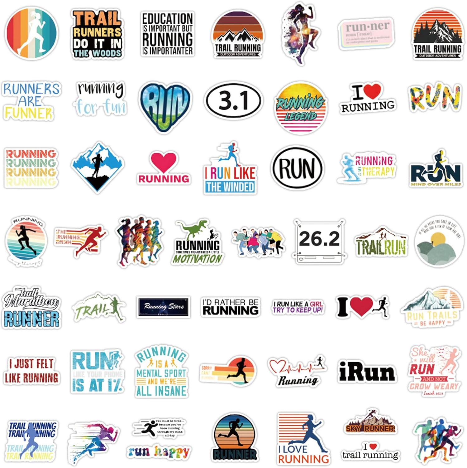 110 calcomanías deportivas para botellas de agua, laptop, equipaje, teléfono, vinilo impermeable para adolescentes y adultos, regalos para corredores