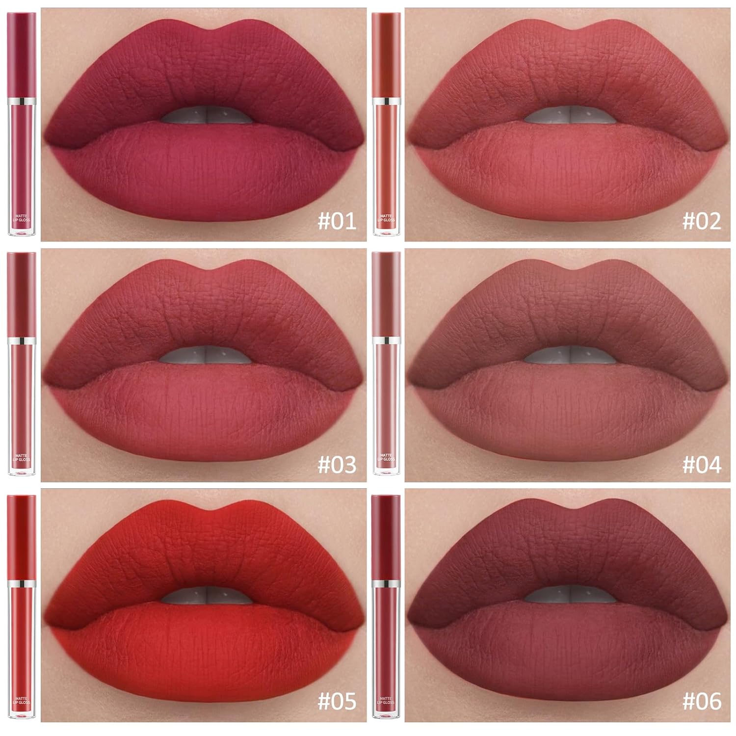 Boobeen Lápiz labial líquido mate, terciopelo mate altamente pigmentado, labial líquido en crema, impermeable, antiadherente, brillo de labios para