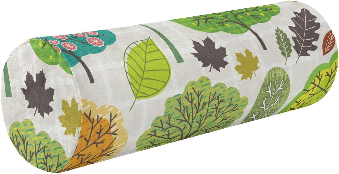 KLL Autumn Tree Bird Squirrel Bolster Pillow Insert Neck Roll Pillows for Sleeping Small Round Pillow Insert Cylinder Pillow Neckroll Decorative