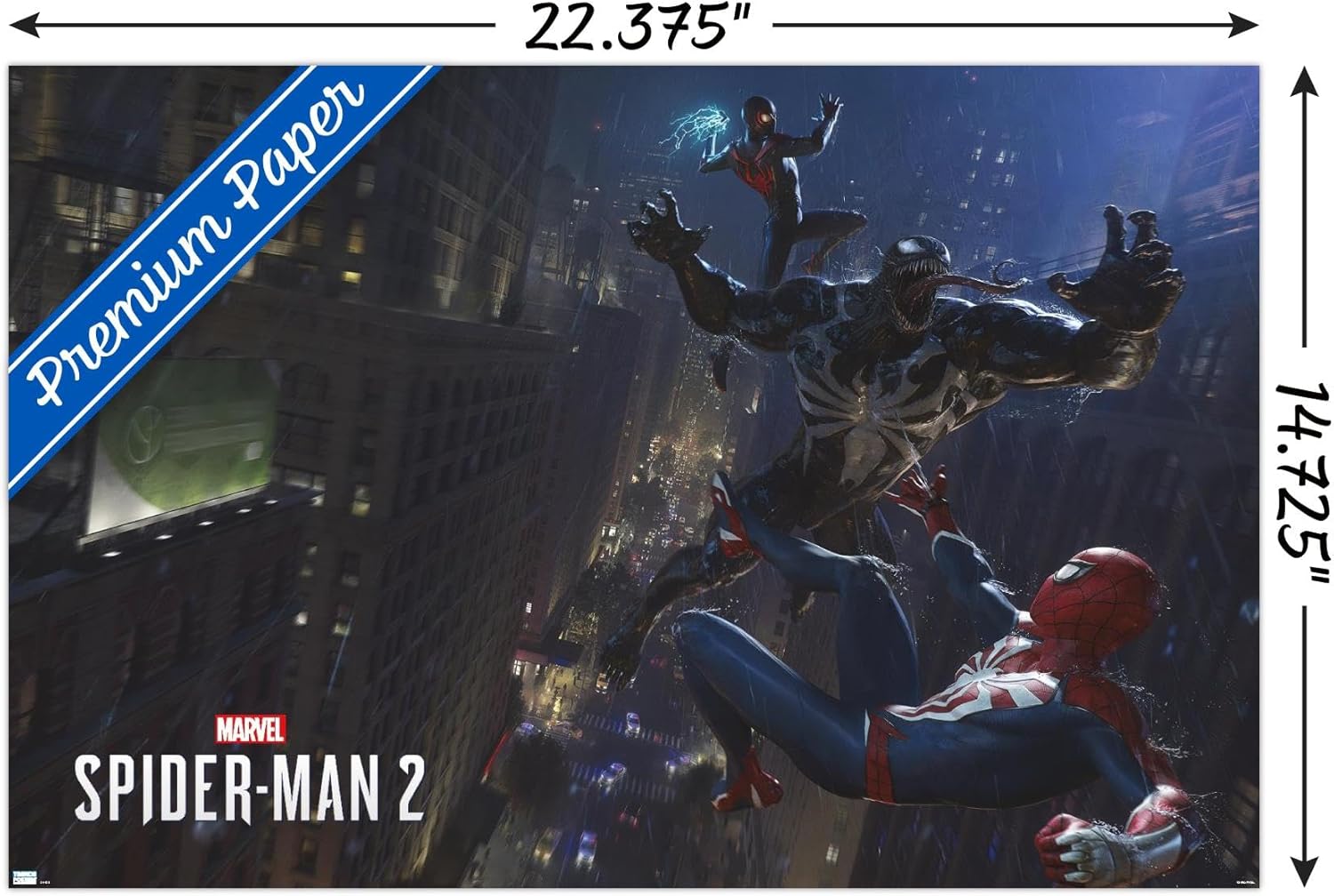Trends International Marvel’s Spider-Man 2 – Póster de pared de lucha con veneno, 14.72 x 22.37 pulgadas, versión premium sin marco