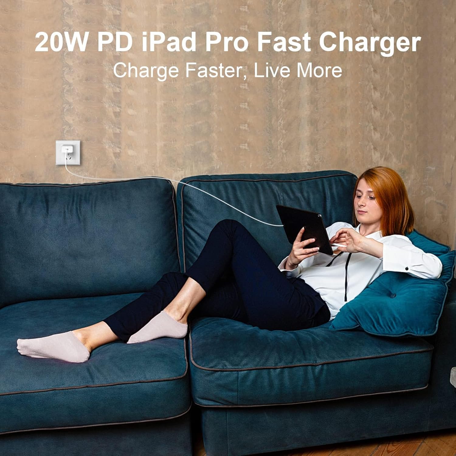 esbeecables Cargador para iPhone 15, paquete de 2 cargadores de pared PD de 20 W, USB C, bloque de carga rápida con USB C a USB C de 6 pies, cable