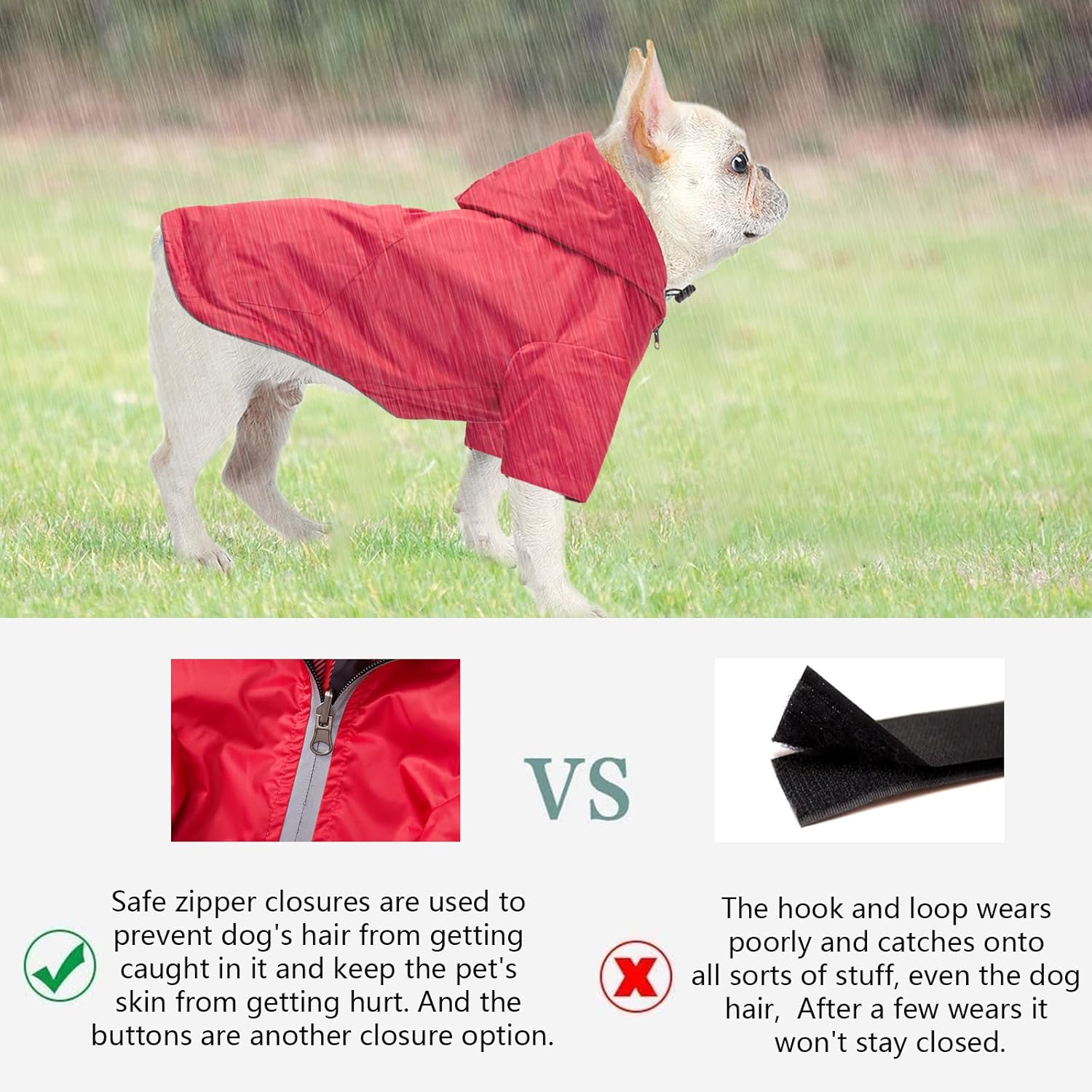 Impermeable para perro, chaqueta impermeable para cachorros, con capucha para patas para perros pequeños y medianos, poncho reversible con