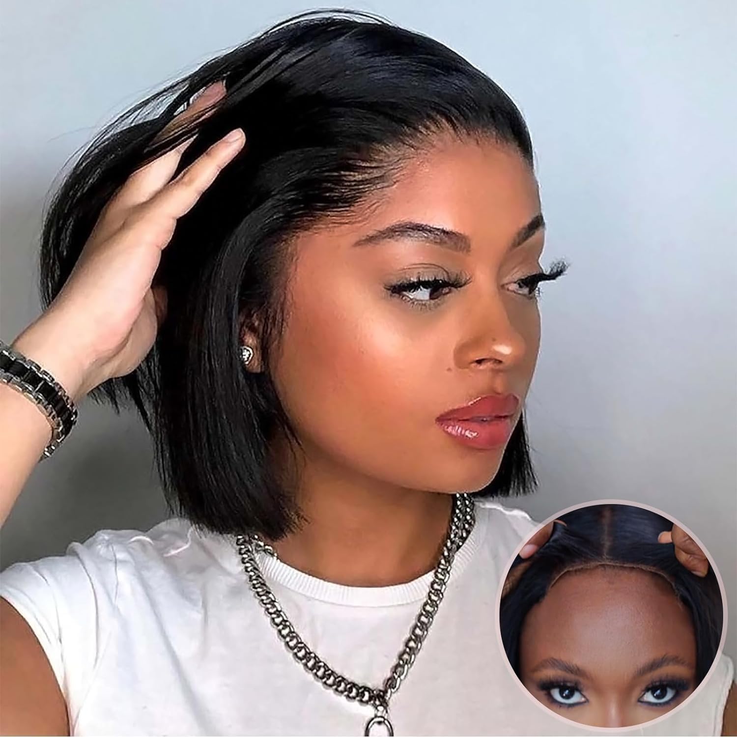 Peluca de cabello humano sin pegamento con encaje frontal HD prearrancado de 13 x 4 con cierre para usar y llevar, pelucas de cabello humano con
