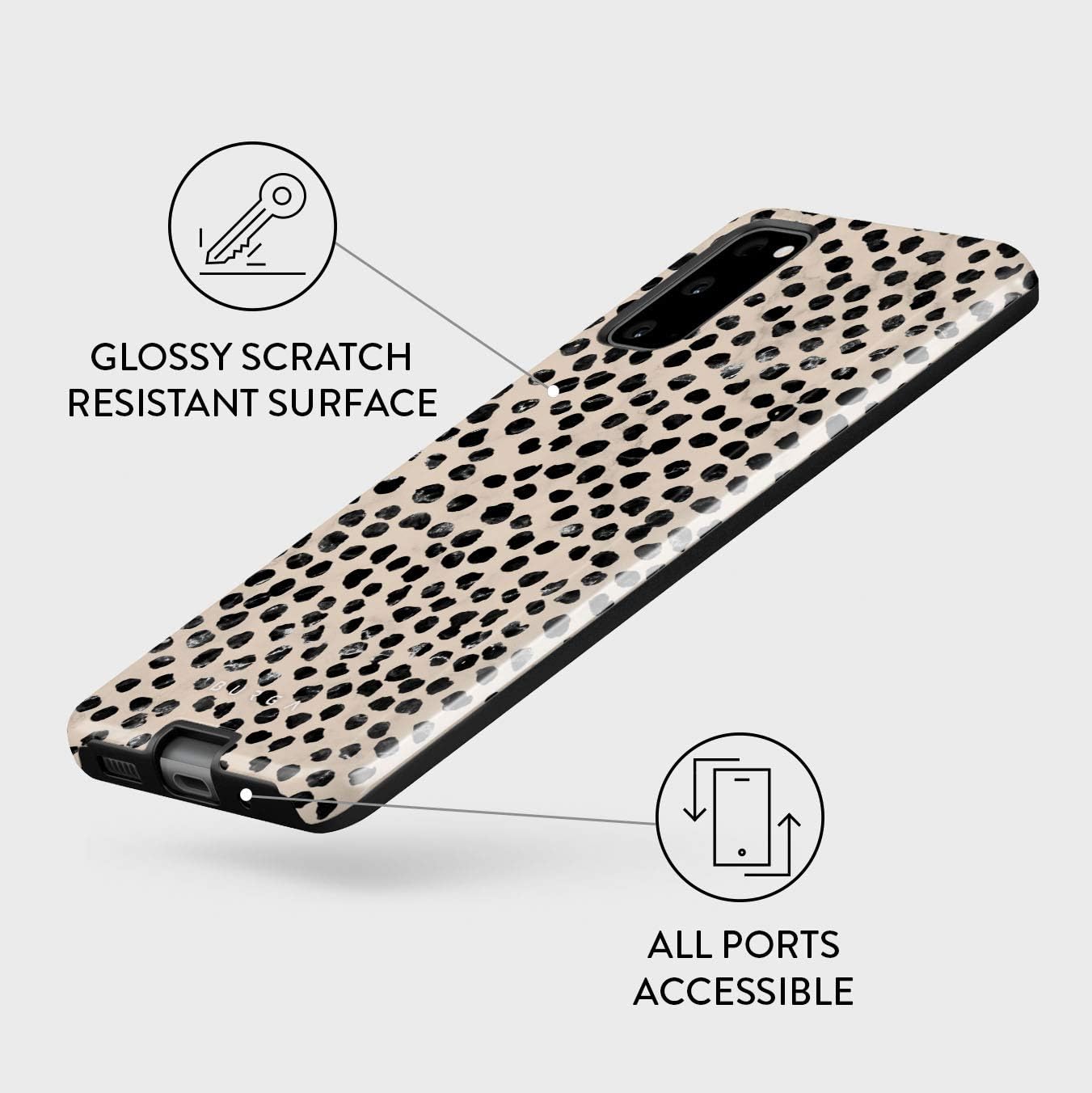 BURGA Funda para teléfono compatible con Samsung Galaxy S20 FE  Carcasa rígida híbrida de 2 capas + funda protectora de silicona  Patrón de lunares