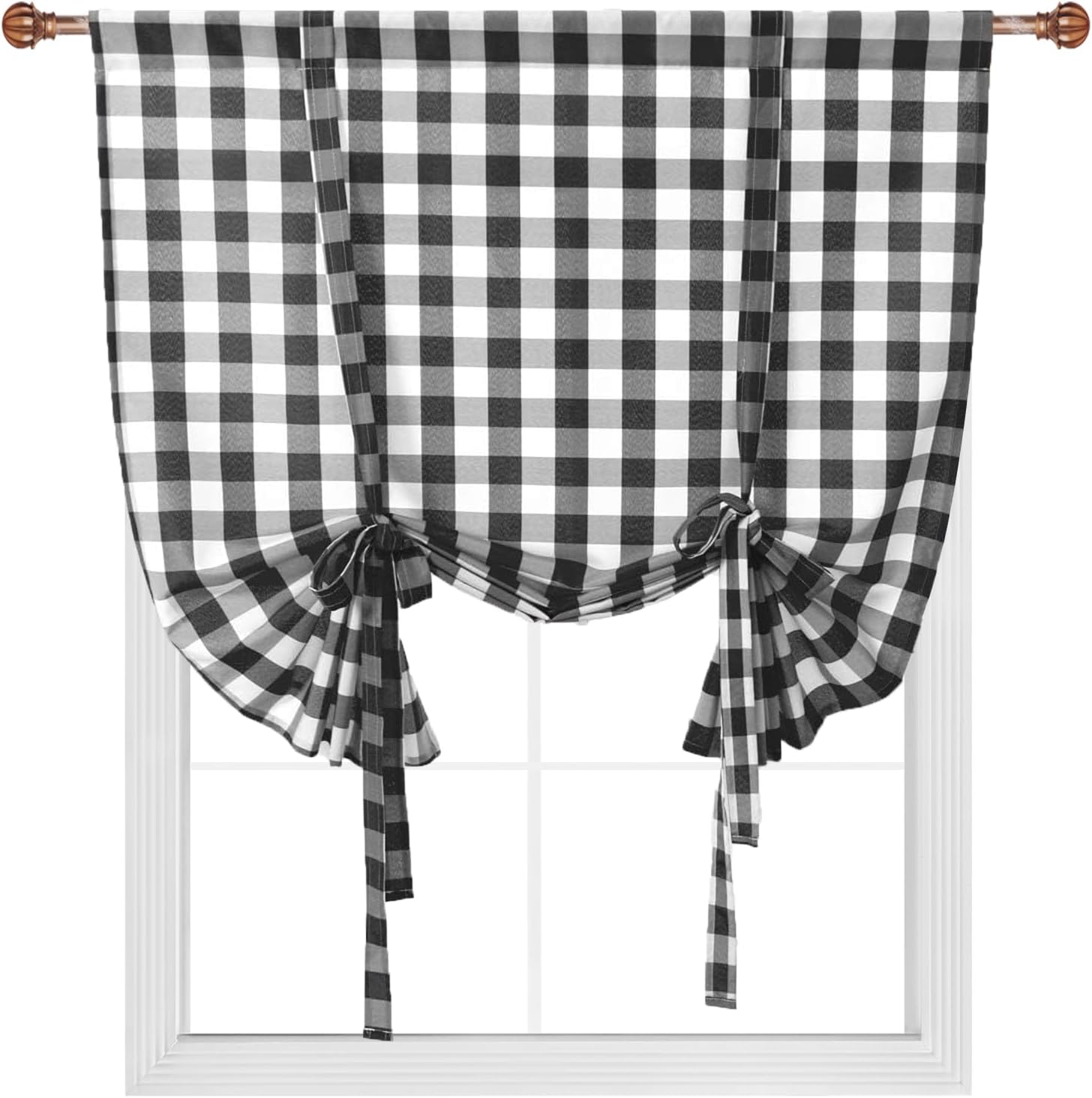 Hiasan Buffalo – Cortinas semitransparentes para filtrar la luz con bolsillo para barra, cortinas de globo para cocinagranja, blanco y negro, 42 x