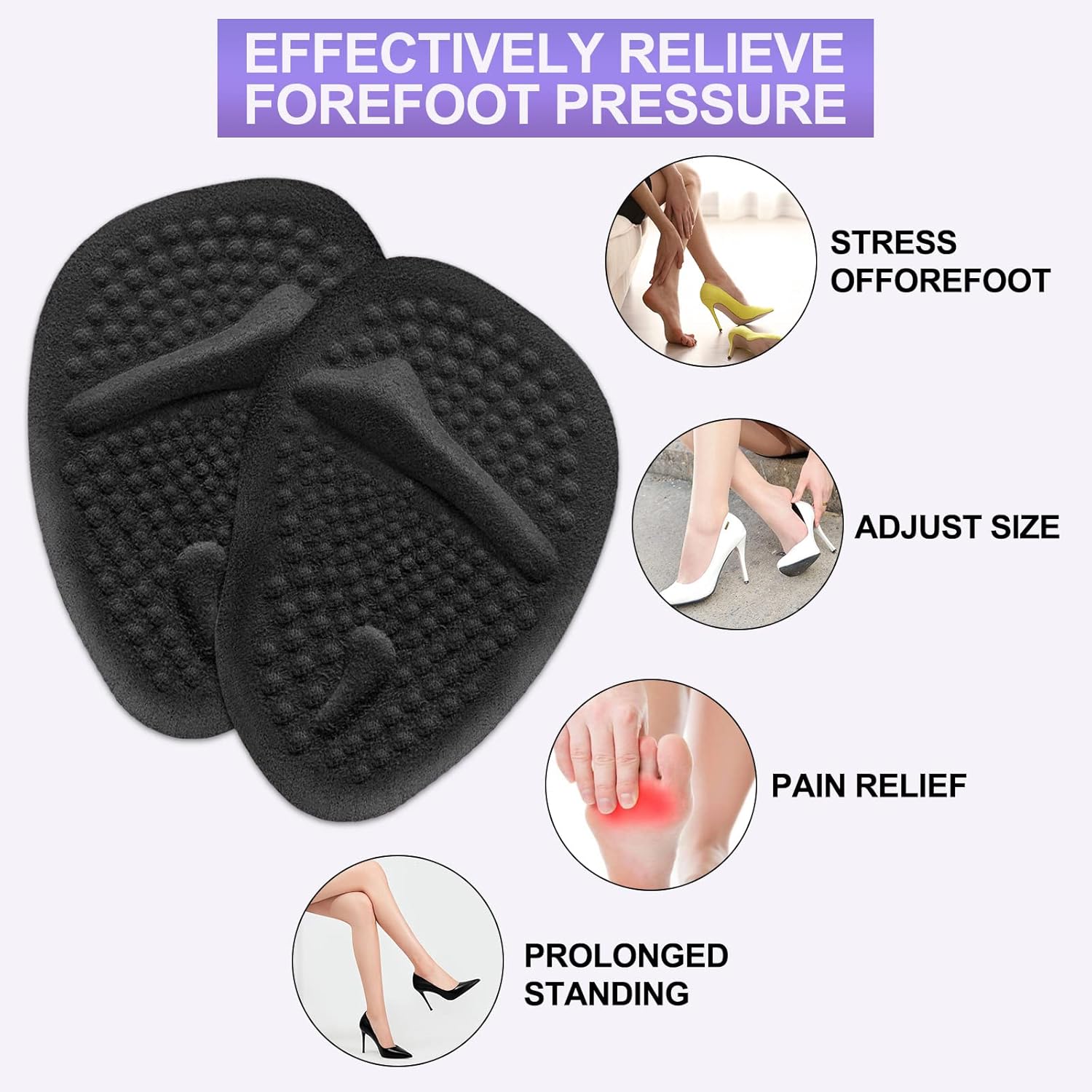 6 pares de almohadillas metatarsianas para talones de bolas de gel de pies para mujeres, almohadillas adhesivas invisibles para el antepié, inserto
