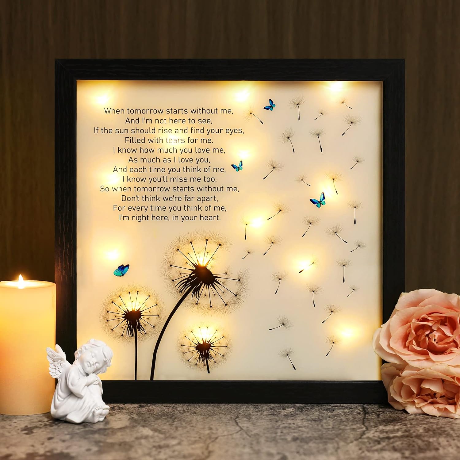 Caja de sombra LED para regalos conmemorativos, regalo de condolencias por pérdida de madre, madre, padre, papá, ideas de regalos de duelo en