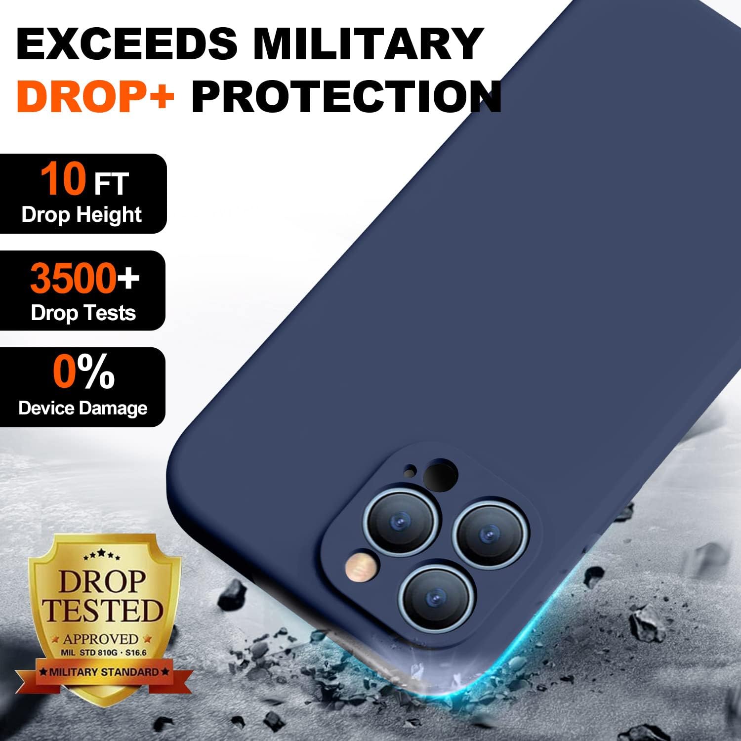 TISOOG Funda compatible con iPhone 14 Pro Max, con 2 protectores de pantalla de vidrio templado 9H, protección de cámara forro de microfibra Funda