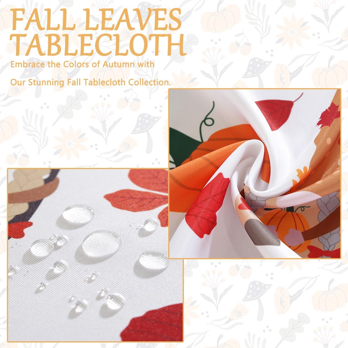 SASTYBALE Manteles de otoño para mesas rectangulares, mantel de calabaza a prueba de derrames con estampados de gnomos, mantel decorativo de otoño