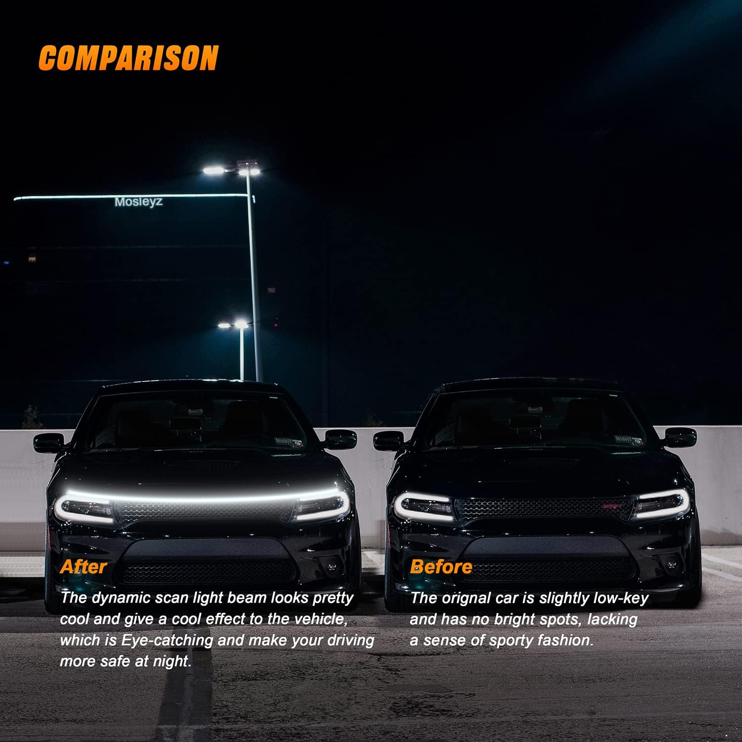 Tira de luz para capó de automóvil, tira de luz LED dinámica de 59 pulgadas, tira de luz diurna flexible para automóvil, camión, SUV (1 unidad)