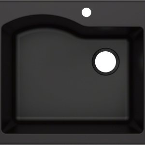 KRAUS KGD-441 Quarza – Fregadero de cocina de granito de doble montaje de 25 pulgadas, color negro KRAUS KGD-441 Quarza – Fregadero de cocina de granito de doble montaje de 25 pulgadas, color negro