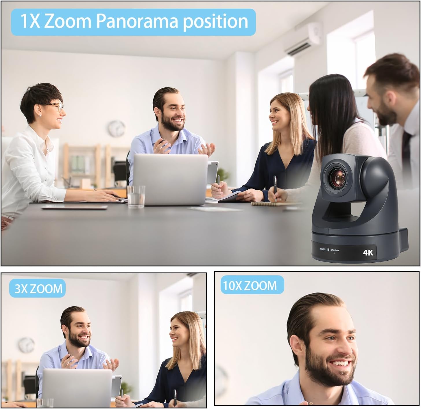 HDMI PTZ Camera 10x Optical Zoom Video Conference Webcam for Meeting Live Streaming and Church Skype,Teams Video Calls Works with