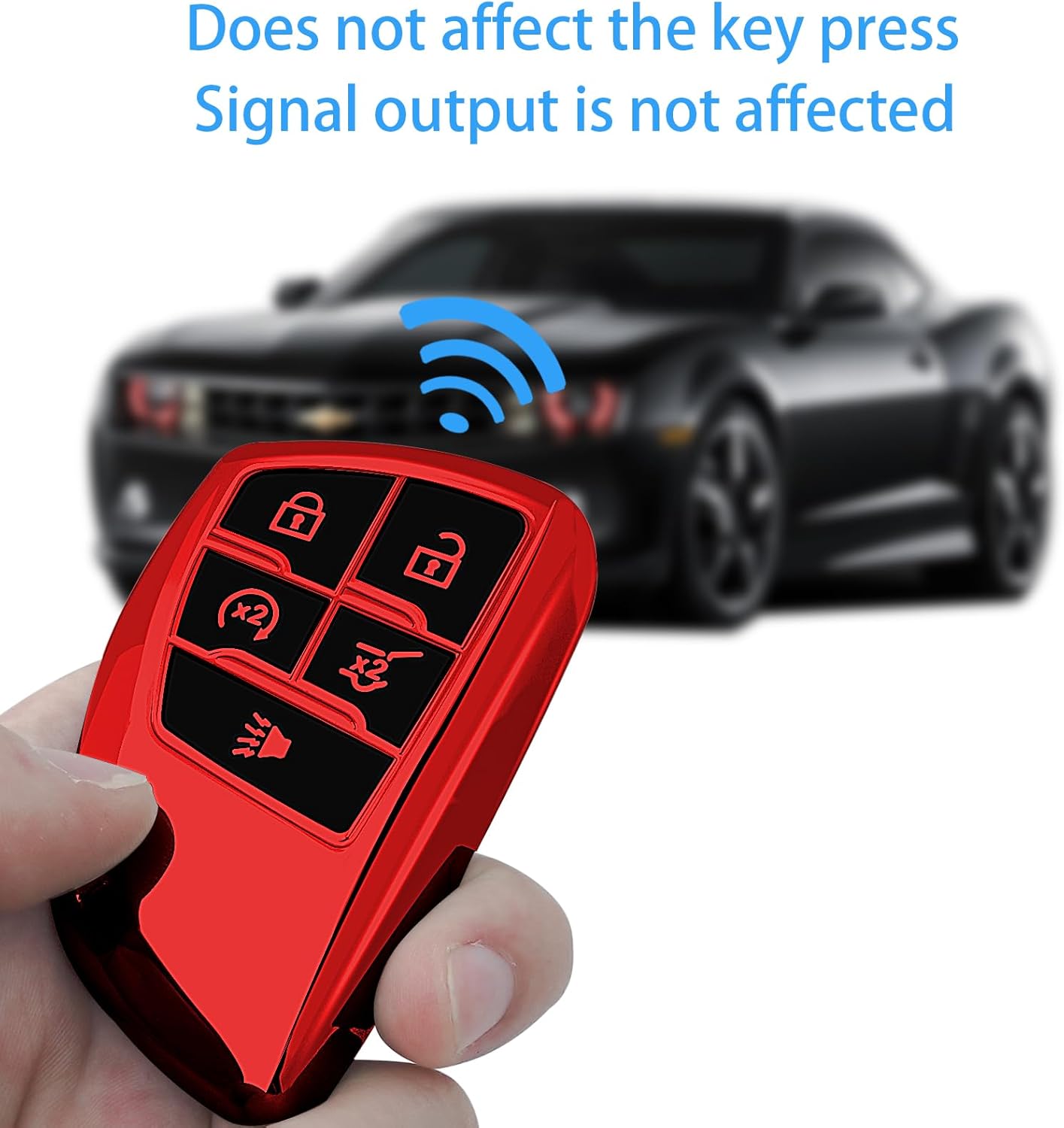 Kirsnda Funda para llavero Chevrolet con llavero, funda de TPU suave, 6 botones para llave de automóvil Suburban Corvette Tahoe 2021 2022 (rojo)