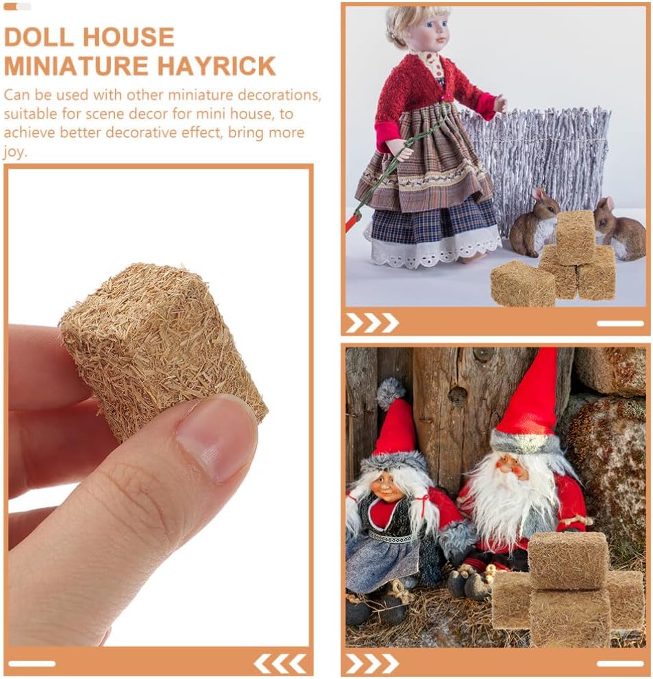 Unomor 8 piezas de pajar simulado accesorios de Navidad decoraciones de pastel de Navidad pequeñas balas de paja decoración de casa de muñecas en