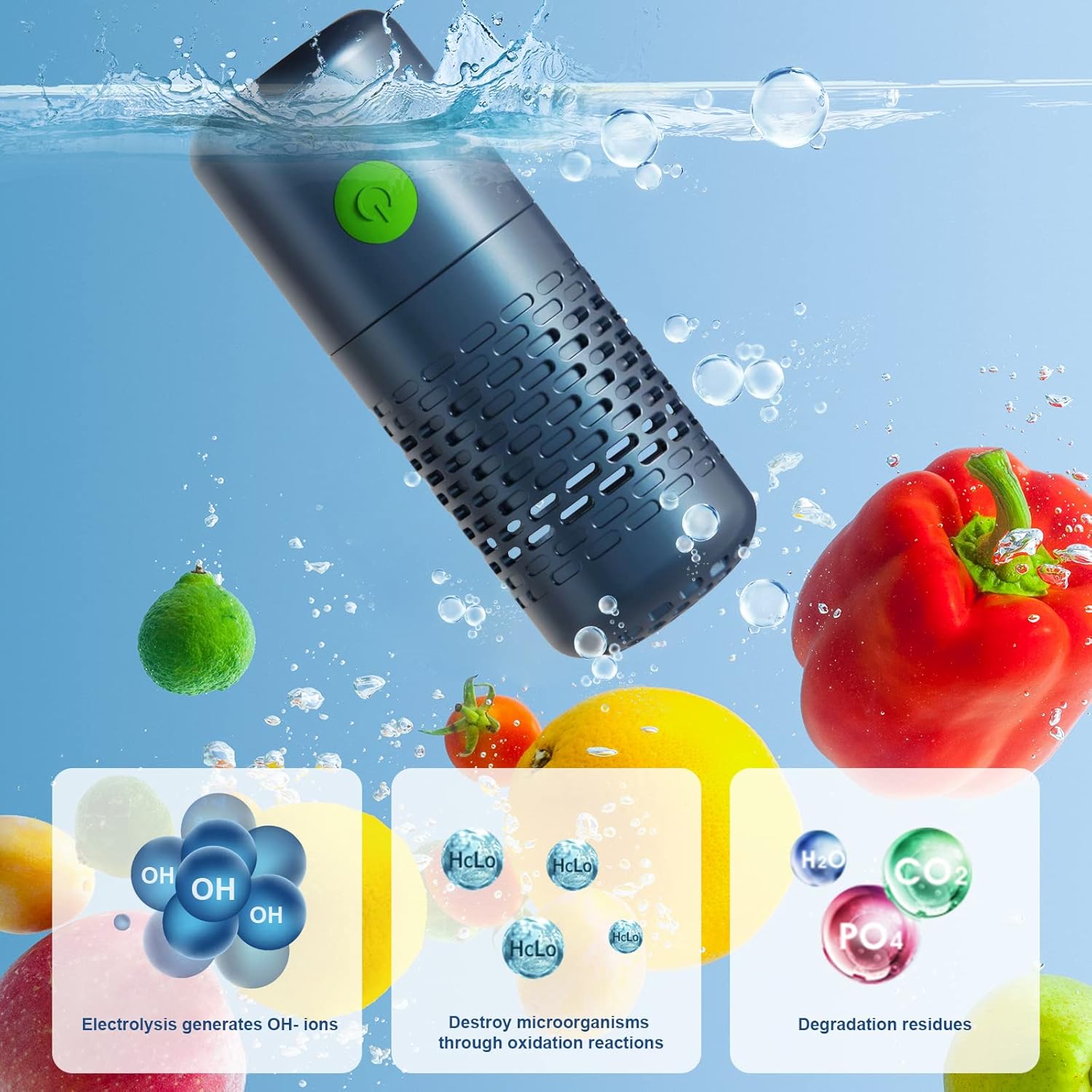 Fruit and Vegetable Washing Machine,Fruit Vegetable Purifier Fruit and Vegetable Cleaner, Capsule Shape Fruit & Vegetable Cleaner Machine for