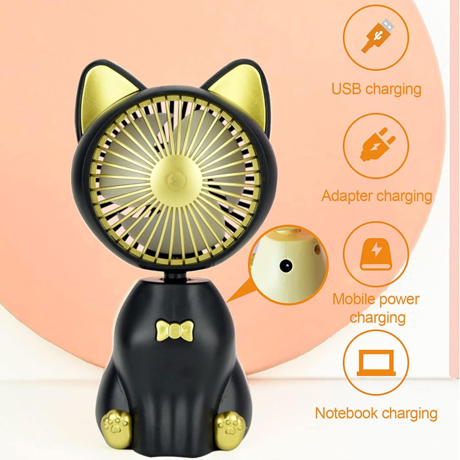 Ventilador de escritorio pequeño silencioso para interiores y exteriores, 4 velocidades, enchufe USB personal, ventilador de mesa portátil, aire