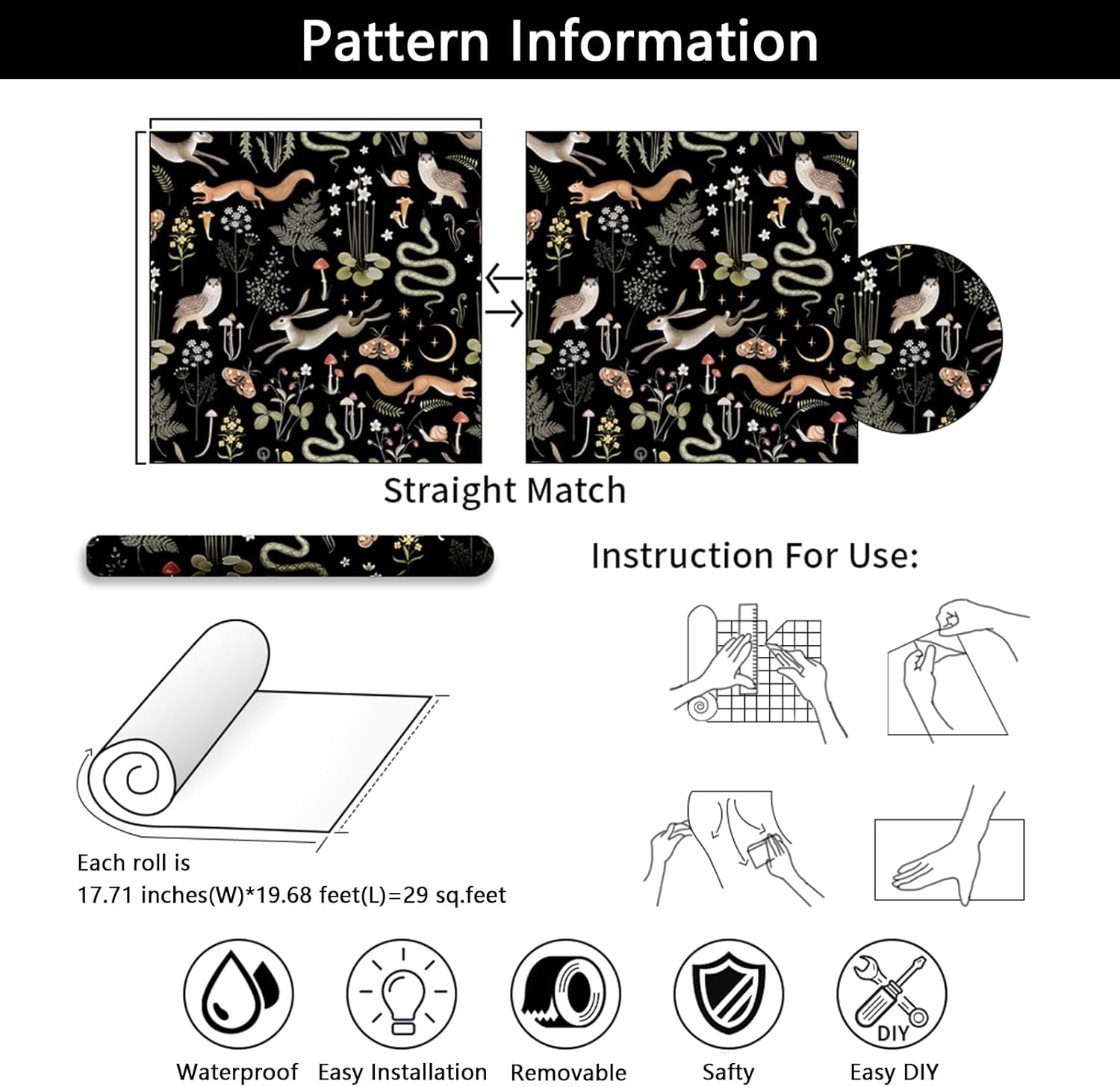Papel tapiz autoadhesivo con diseño de animales coloridos, ardilla, búho, serpiente, conejo, extraíble, impermeable, papel de contacto decorativo,