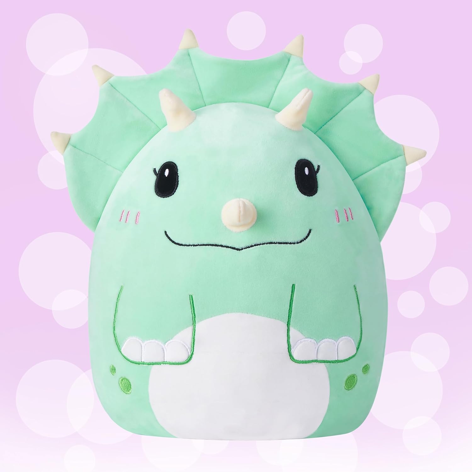 Almohada grande de peluche de dinosaurio Triceratops de peluche, tamaño grande, lindo y suave de 15 pulgadas, peluche Kawaii de gordo, regalo para