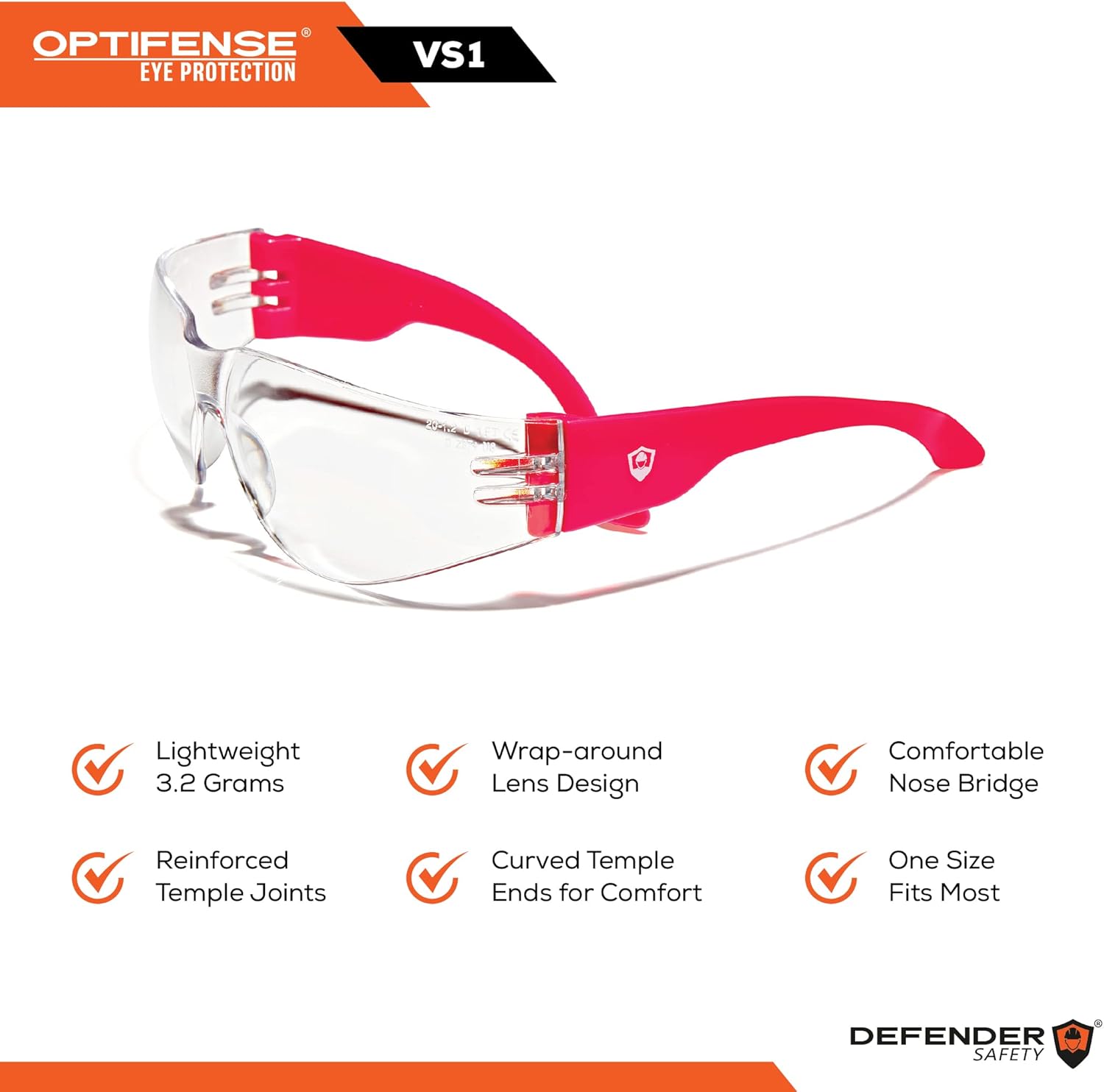 Defender Safety Gafas de seguridad VS1, paquete de 30, gafas protectoras de policarbonato, resistentes a los impactos, antiarañazos, ANSI Z87