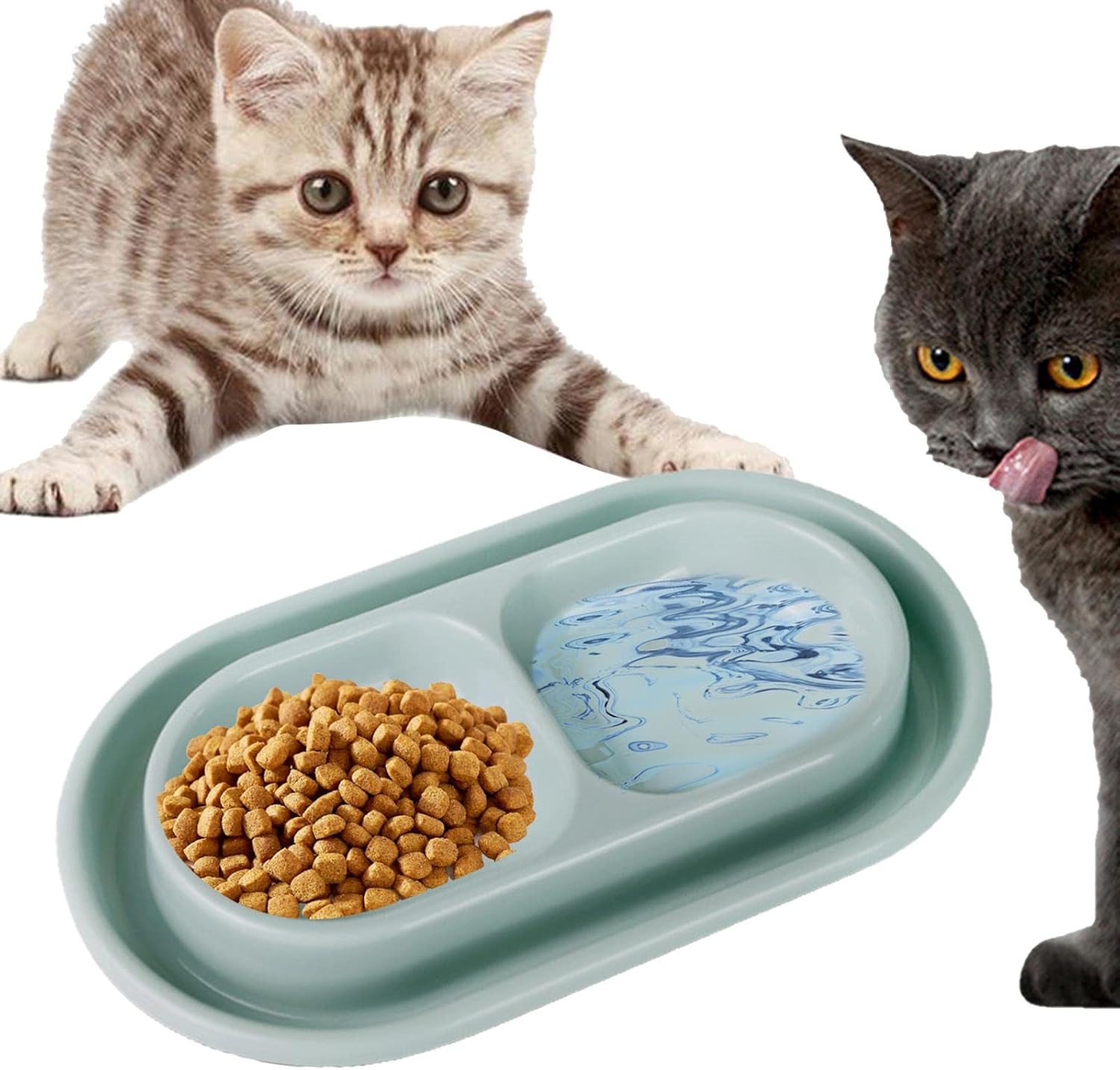 Baoblaze Juego de cuencos de comida y agua para gatos en el exterior, fácil de limpiar, doble tazón de comida para mascotas, juego de cuencos para