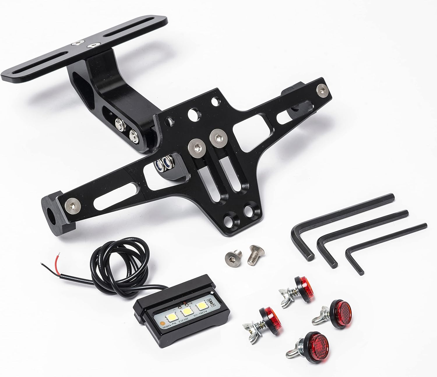 Soporte para placa de matrícula de motocicleta el kit de eliminación de guardabarros universal incluye soporte de placa de luz LED y pernos