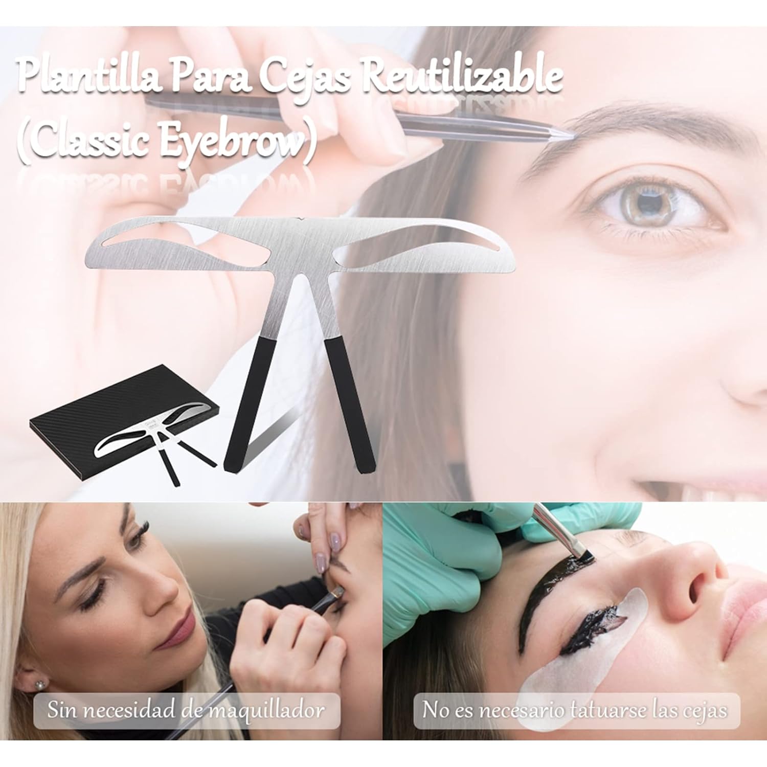 4 tipos de regla permanente para cejas, medida de cejas, regla de extensión de equilibrio, plantilla de forma de ceja (cejas clásicas)