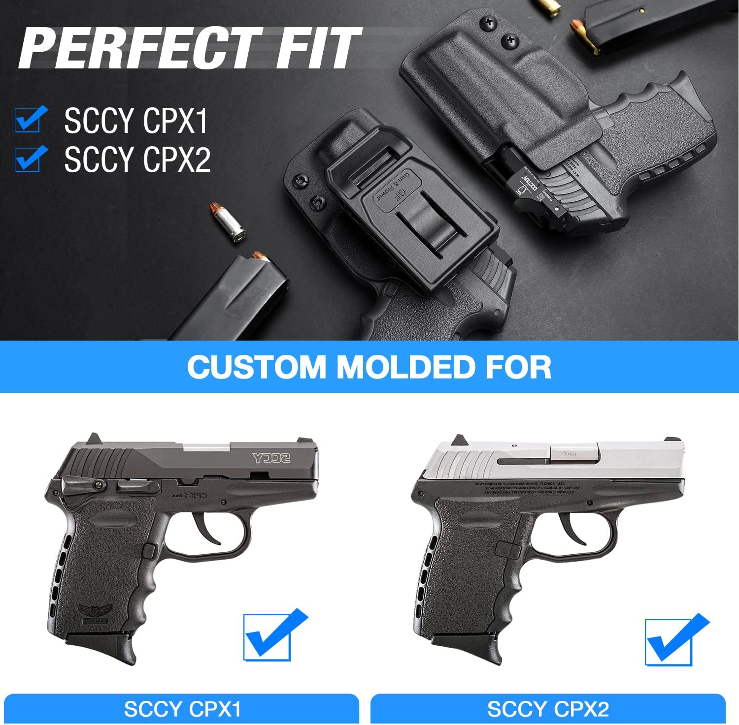 OWB – Funda compatible con SCCY CPX1 CPX2 de 0.354 in, retención de nivel II en el exterior de la cintura, transporte abierto para SCCY CPX-1 CPX-2,