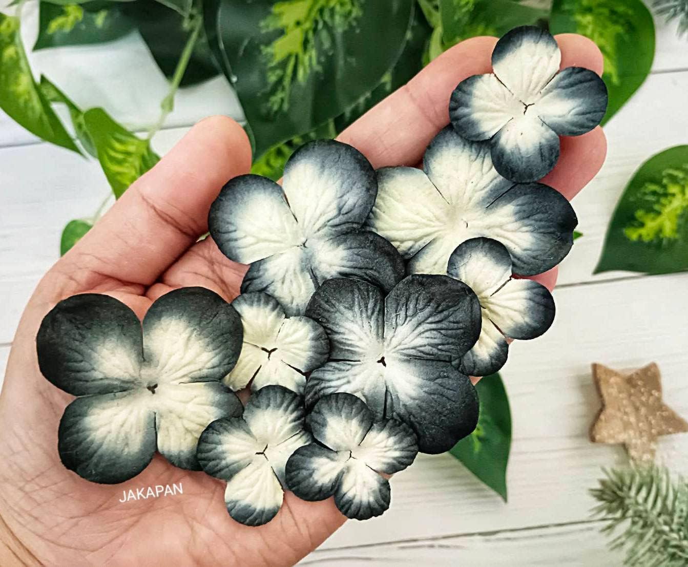 Pétalos de hortensias hechas a mano, flores de papel de morera, parche de flores de papel de morera, álbum de recortes, boda, bricolaje, suministros