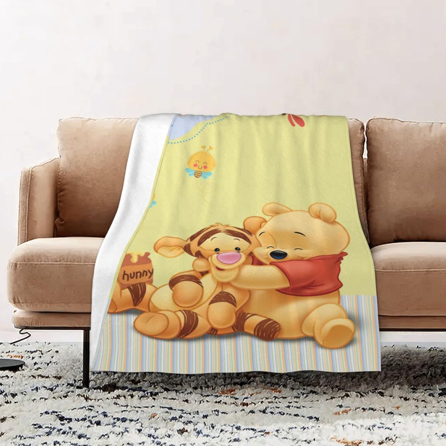 Linda manta de franela para niños y niñas, manta de oso de franela para mejor amigo, súper suave, acogedora y cálida, ropa de cama de felpa de 60 x