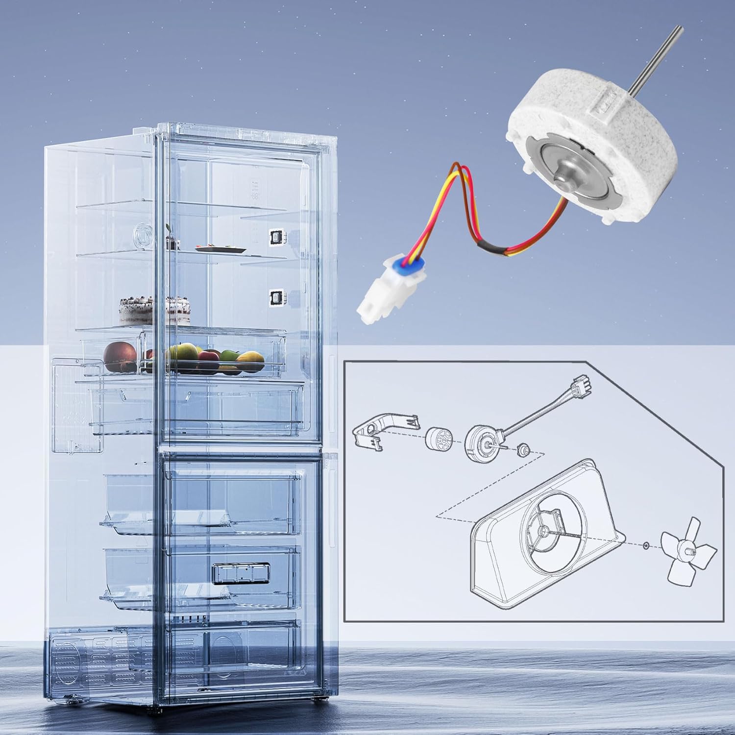 Motor del ventilador del evaporador del refrigerador 2024 809069201 AP6041795 compatible con frigidaire, Kenmore, electrolux, reemplaza 4456990,