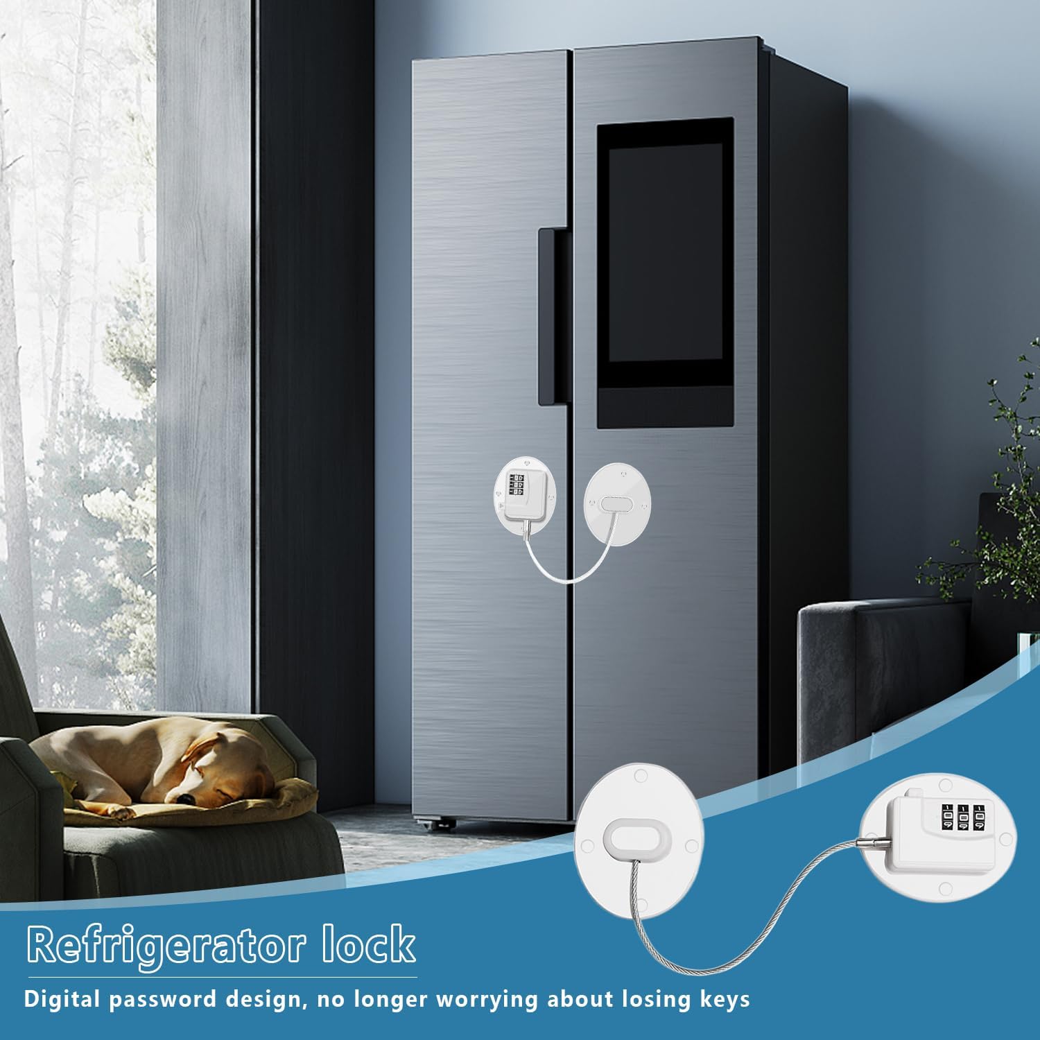 Paquete de 4 cerraduras de nevera combinadas para refrigerador, sin llave, cerraduras para gabinete para niños, mini cerraduras para nevera, sin