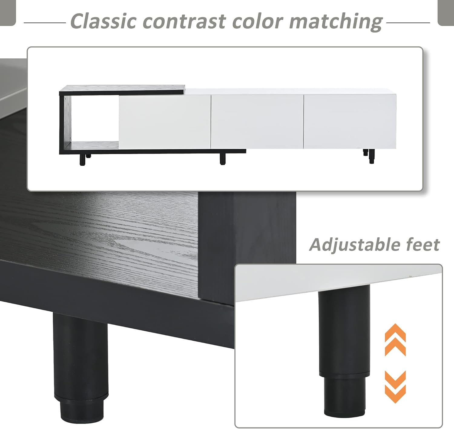 Merax, Soporte Mondern blanco de 80+pulgadas, mueble de TV para sala de estar, longitud de 84.6 pulgadas