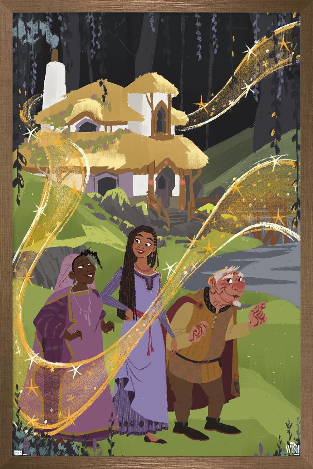 Trends International Disney Wish – Póster de collage 1 (familiar), póster de pared, 22.37 x 34.00 pulgadas, versión enmarcada en bronce