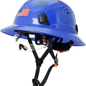 Aolamegs Safe Casco duro de ala completa con patrón de fibra de carbono con visera, casco de seguridad de construcción aprobado por la OSHA para Aolamegs Safe Casco duro de ala completa con patrón de fibra de carbono con visera, casco de seguridad de construcción aprobado por la OSHA para
