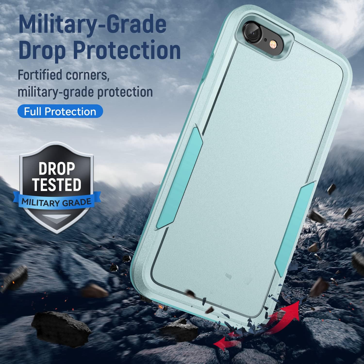 Funda para iPhone SE 20222020SE3iPhone 78 con protector de pantalla, prueba de caídas de grado militar, resistente, resistente, a prueba de golpes,