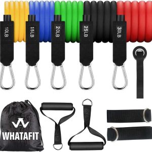 WHATAFIT Bandas de resistencia, bandas de ejercicio, bandas de resistencia para entrenamiento, bandas de entrenamiento con asas para hombres y WHATAFIT Bandas de resistencia, bandas de ejercicio, bandas de resistencia para entrenamiento, bandas de entrenamiento con asas para hombres y