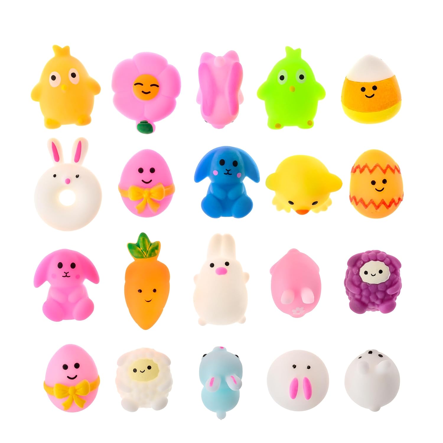 NUTTY TOYS Kawaii Squishies de Pascua  20 rellenos suaves y lindos de huevos esponjosos, la mejor idea de relleno de cesta de Pascua para niños y