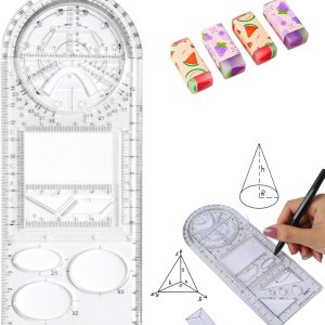 LXINYE Regla geométrica multifuncional, regla de dibujo de matemáticas, plantilla de dibujo geométrico, herramienta de medición, reglas de plástico LXINYE Regla geométrica multifuncional, regla de dibujo de matemáticas, plantilla de dibujo geométrico, herramienta de medición, reglas de plástico