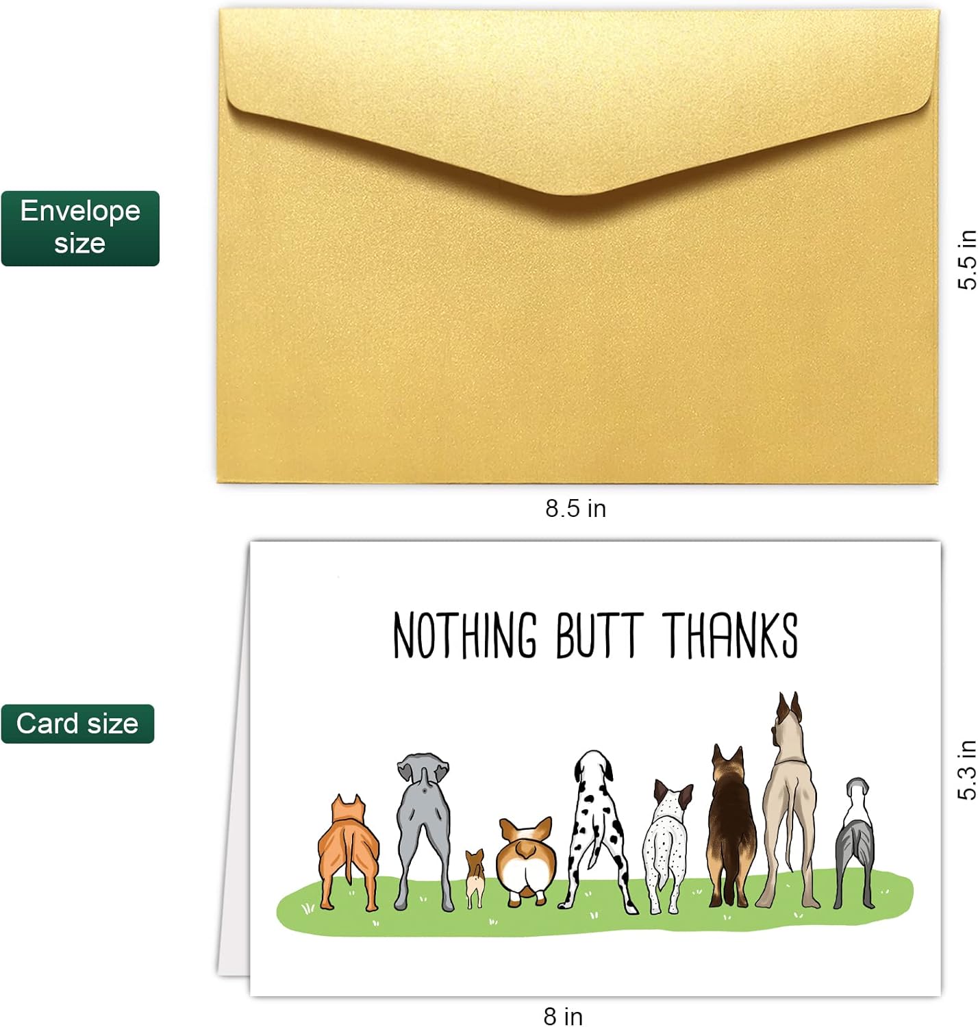 Divertida tarjeta de agradecimiento para él y ella, linda tarjeta de agradecimiento de perro, tarjeta de felicitación de agradecimiento para amigo,