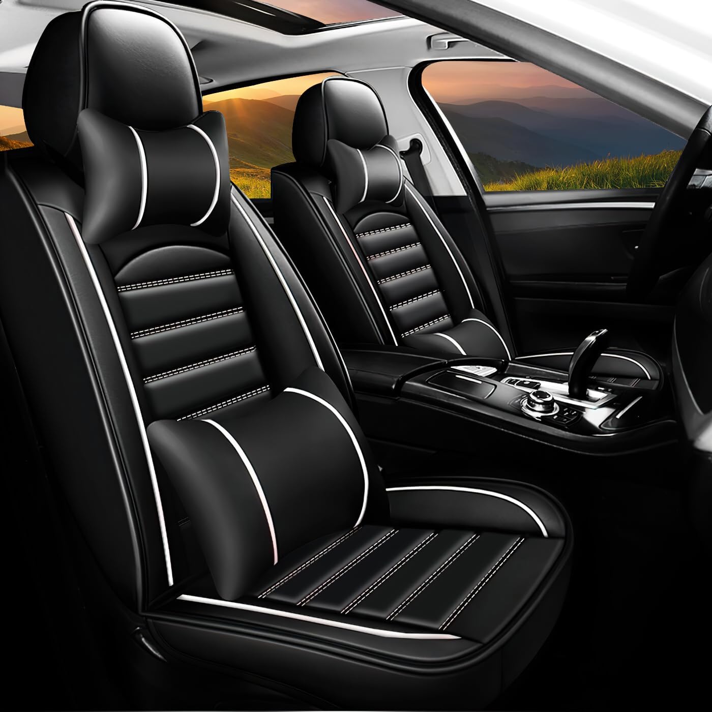 Fundas de asiento de automóvil para Nissan Frontier 1998-2023, 5 fundas de asiento impermeables de piel sintética para asientos delanteros y