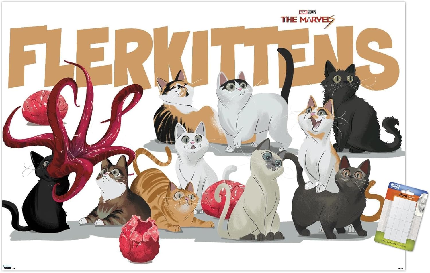 Trends International Marvel The Marvels – Póster de pared de Flerkittens, 14.72 x 22.37 pulgadas, paquete de póster y montaje prémium