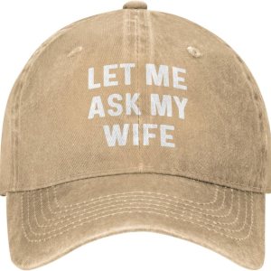Sefgaen Gorra con texto en inglés Let Me Ask My Wife para mujer Sefgaen Gorra con texto en inglés Let Me Ask My Wife para mujer