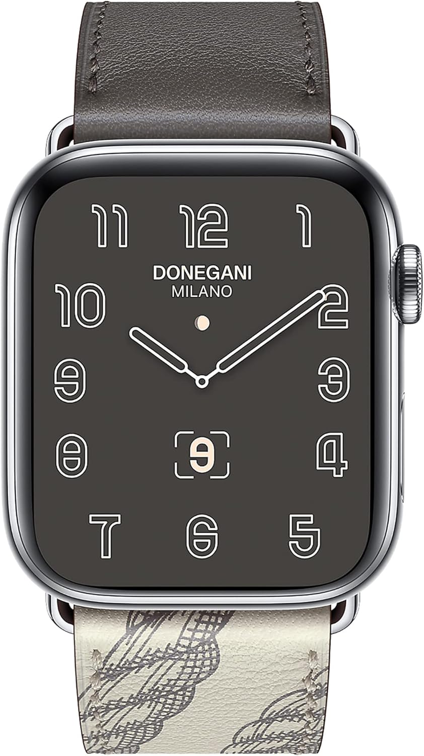 DONEGANI LB1 – Correa de cuero compatible con Hermes Apple Watch Series Ultra 9 8 7 6 5 4 3 2 1 SE  1.929 in 1.772 in 1.732 in 1.654 in 1.614 in