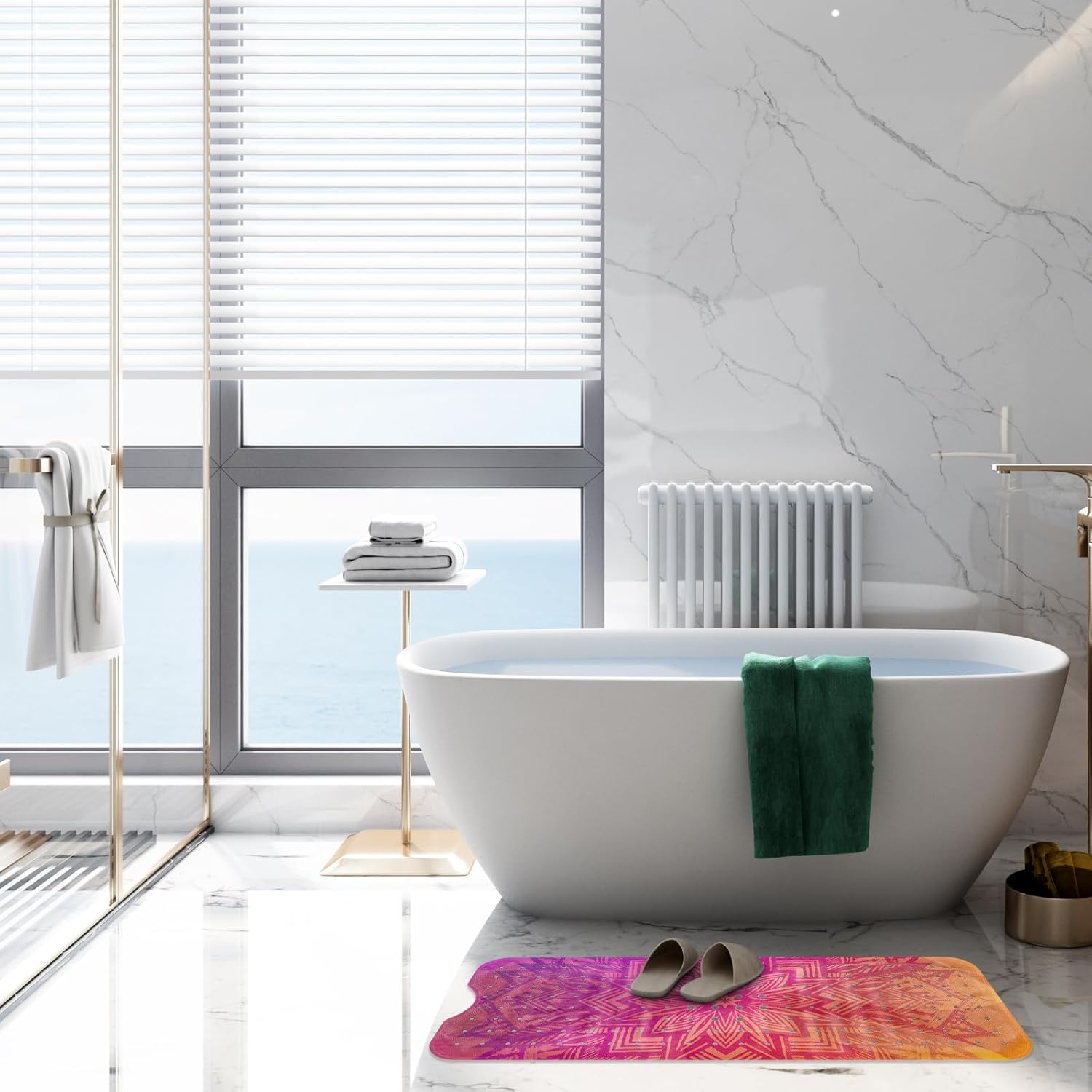 Reetual Alfombra de baño antideslizante para baño. Alfombra de baño colorida única. Alfombra de baño extra larga de 40 x 16 pulgadas para bañera con
